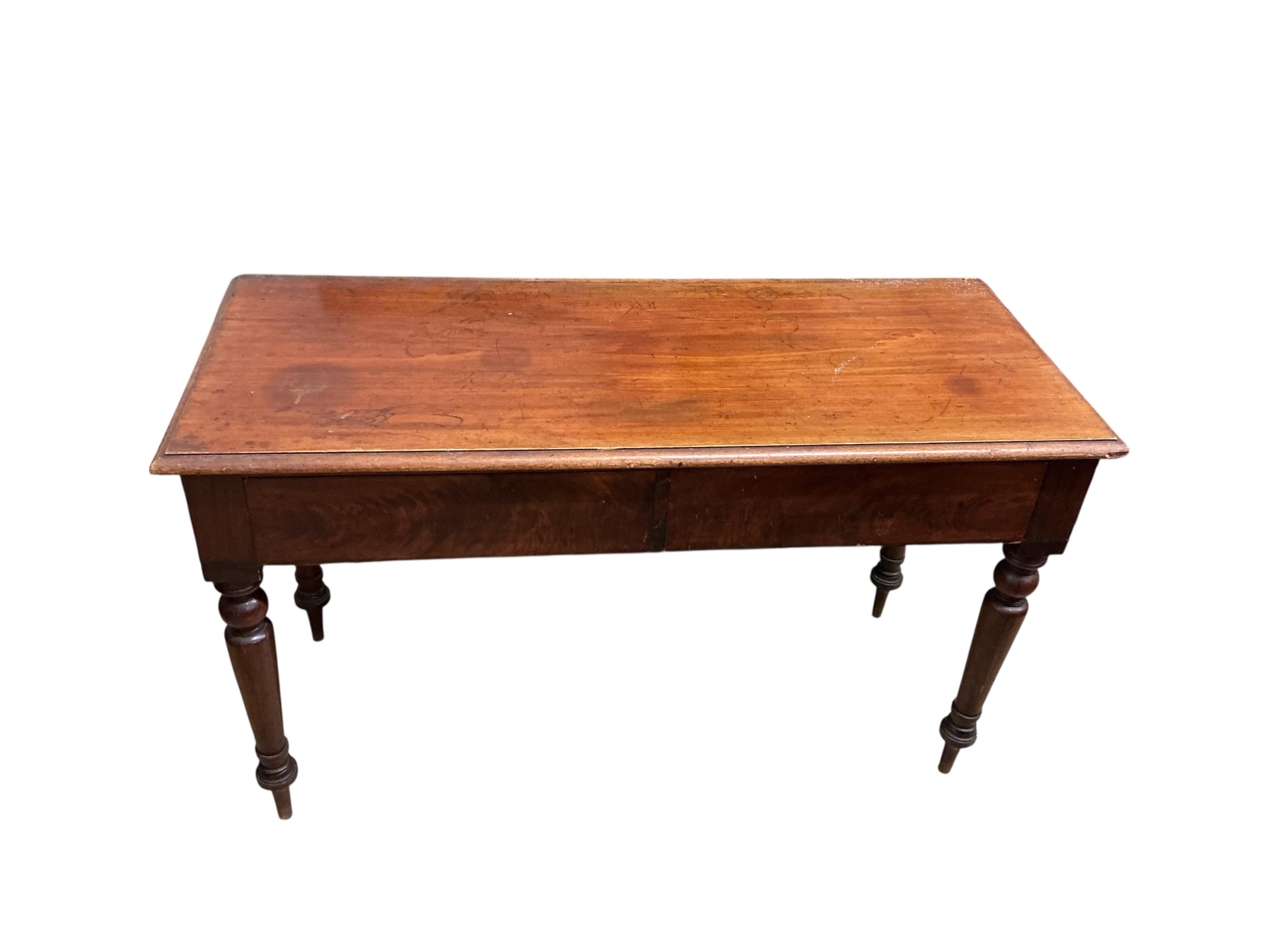 A Victorian mahogany serving table, width 130cm, depth 52cm, height 76cm